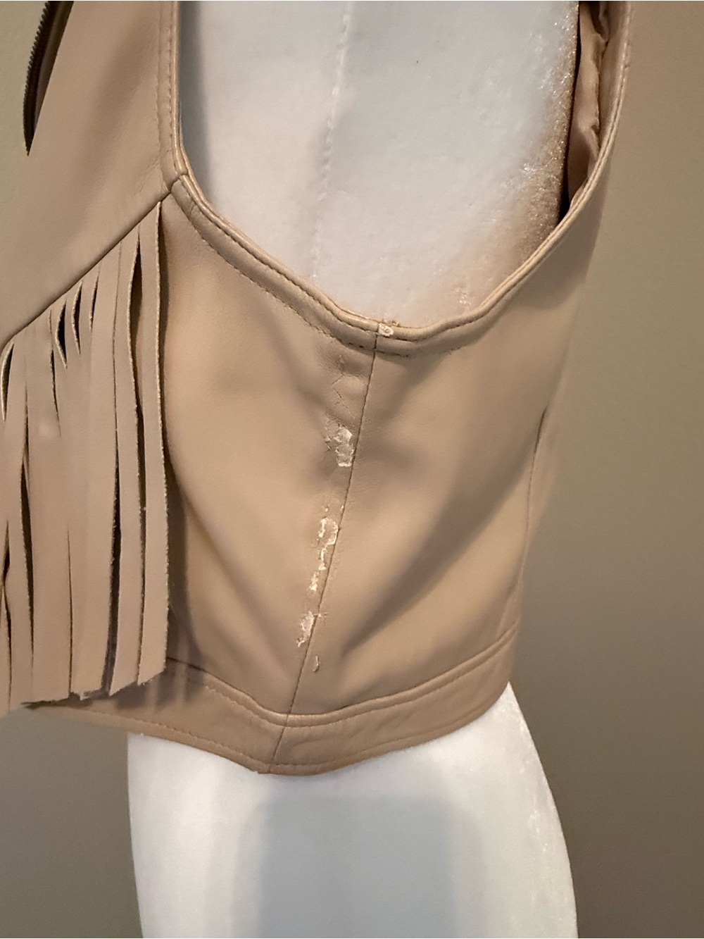 Fringe Moto Vest - Beige Faux Leather - Picture 9 of 13